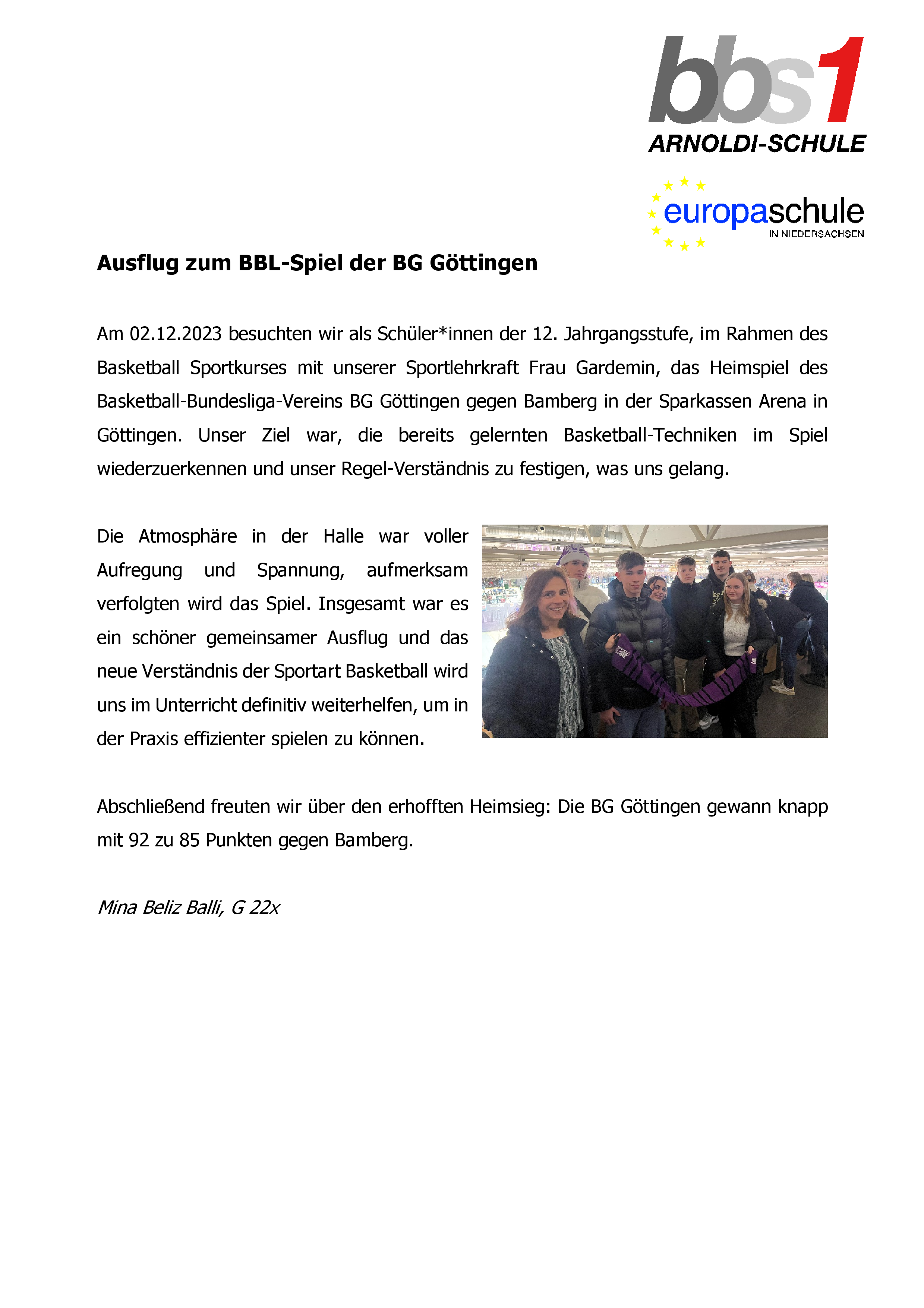 2023 12 17 Ausflug zum BBL Spiel